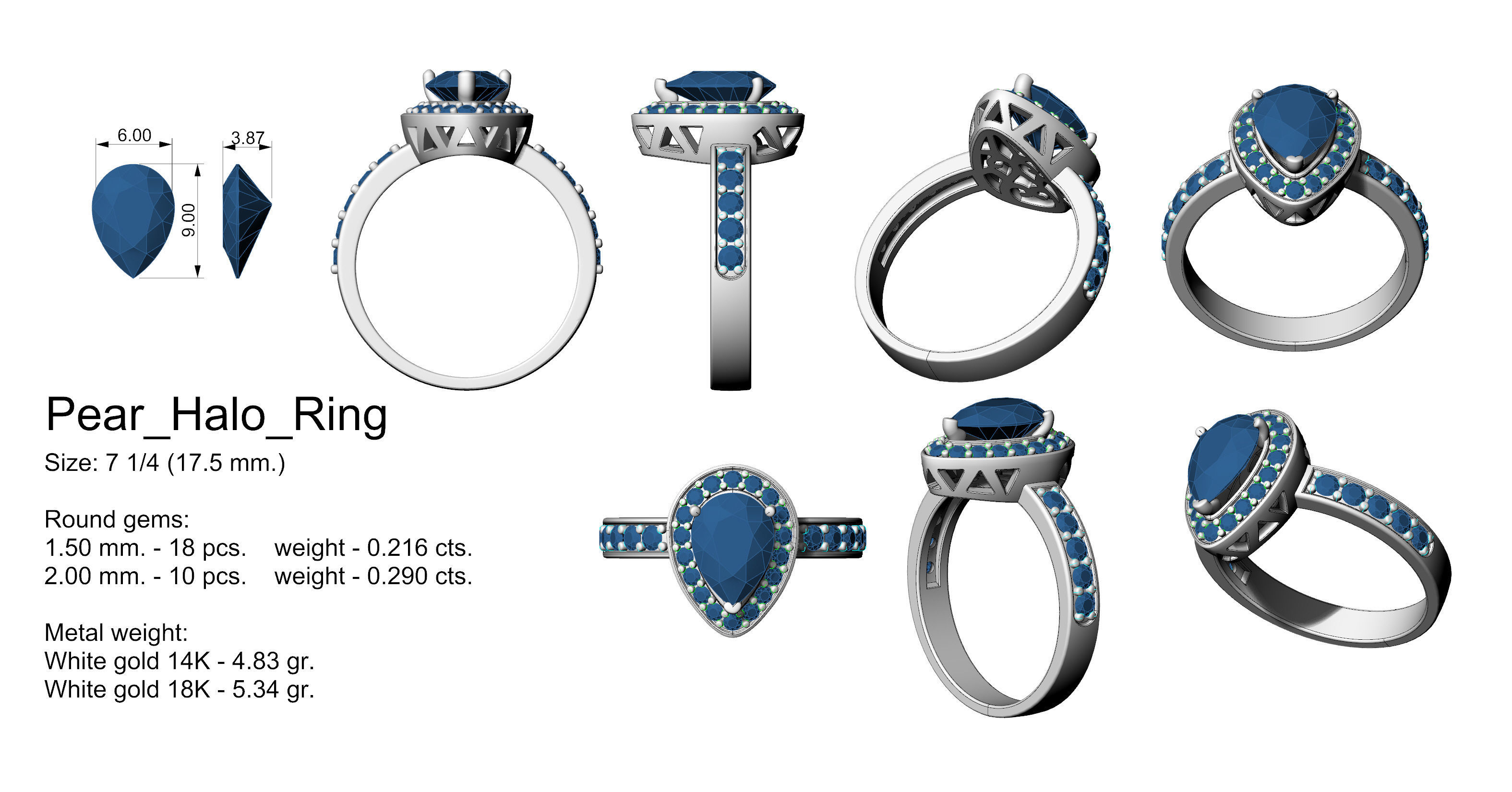 Pear Halo ring 3D print model_1