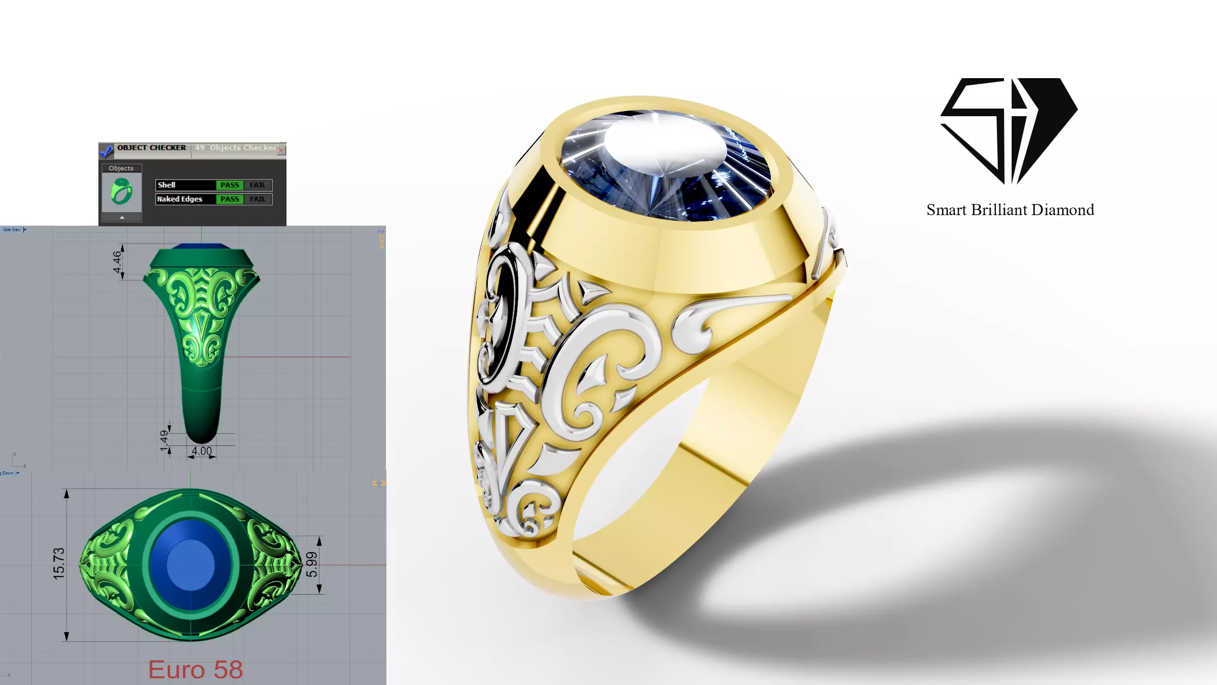 Royal Vintage Diamond Signet Ring 3D CAD Model mr0392 3D print model