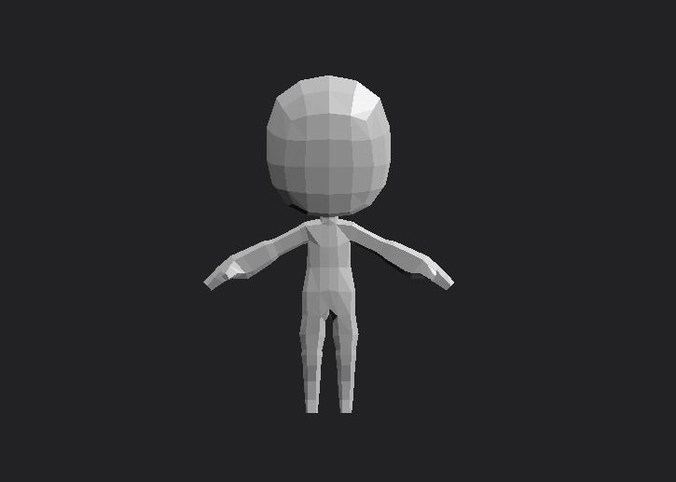 Chibi Character Base Low Poly-Rigged Low-poly 3D model