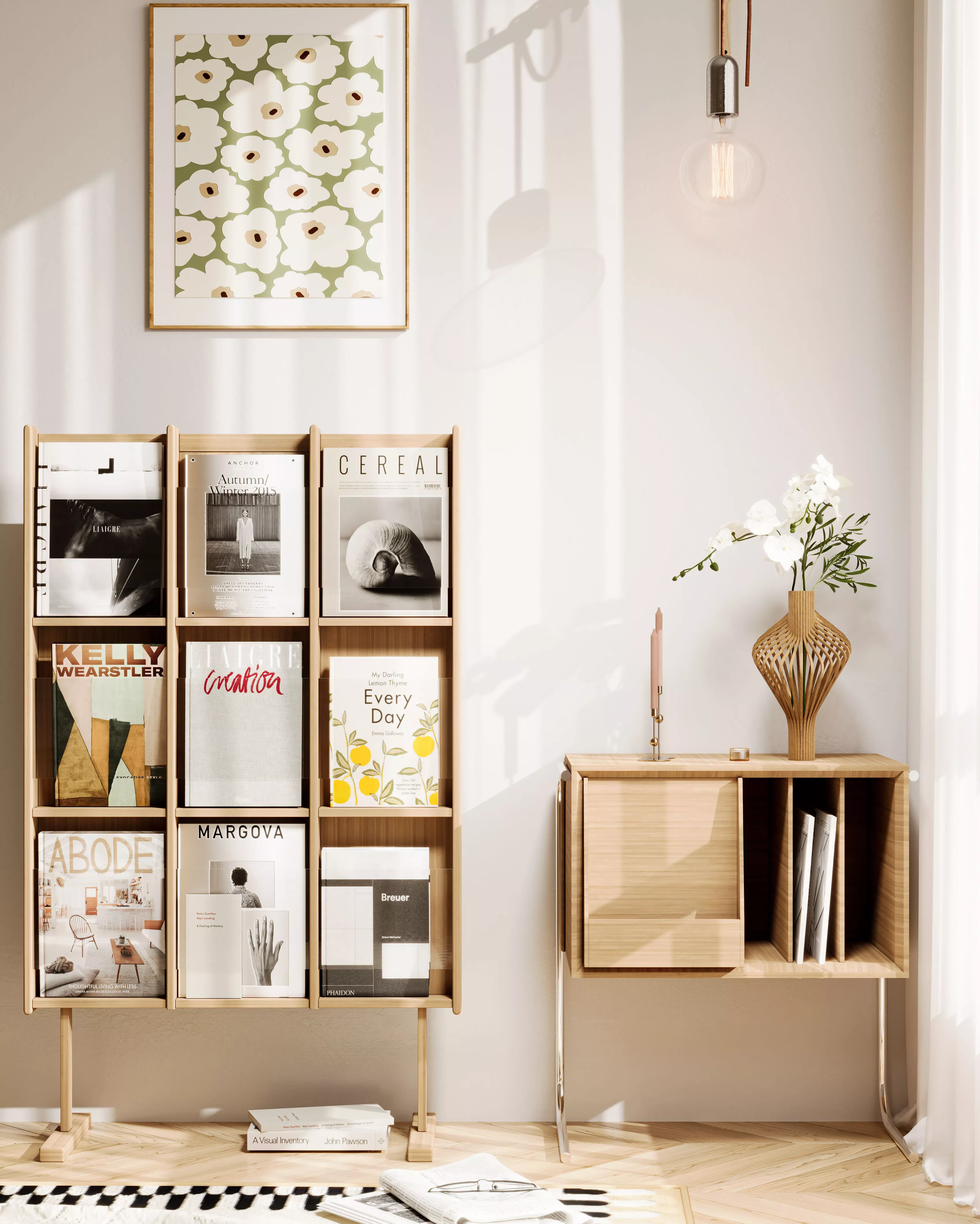 Nordic bookshelf - newspaper rack - CD storage rack 3D model