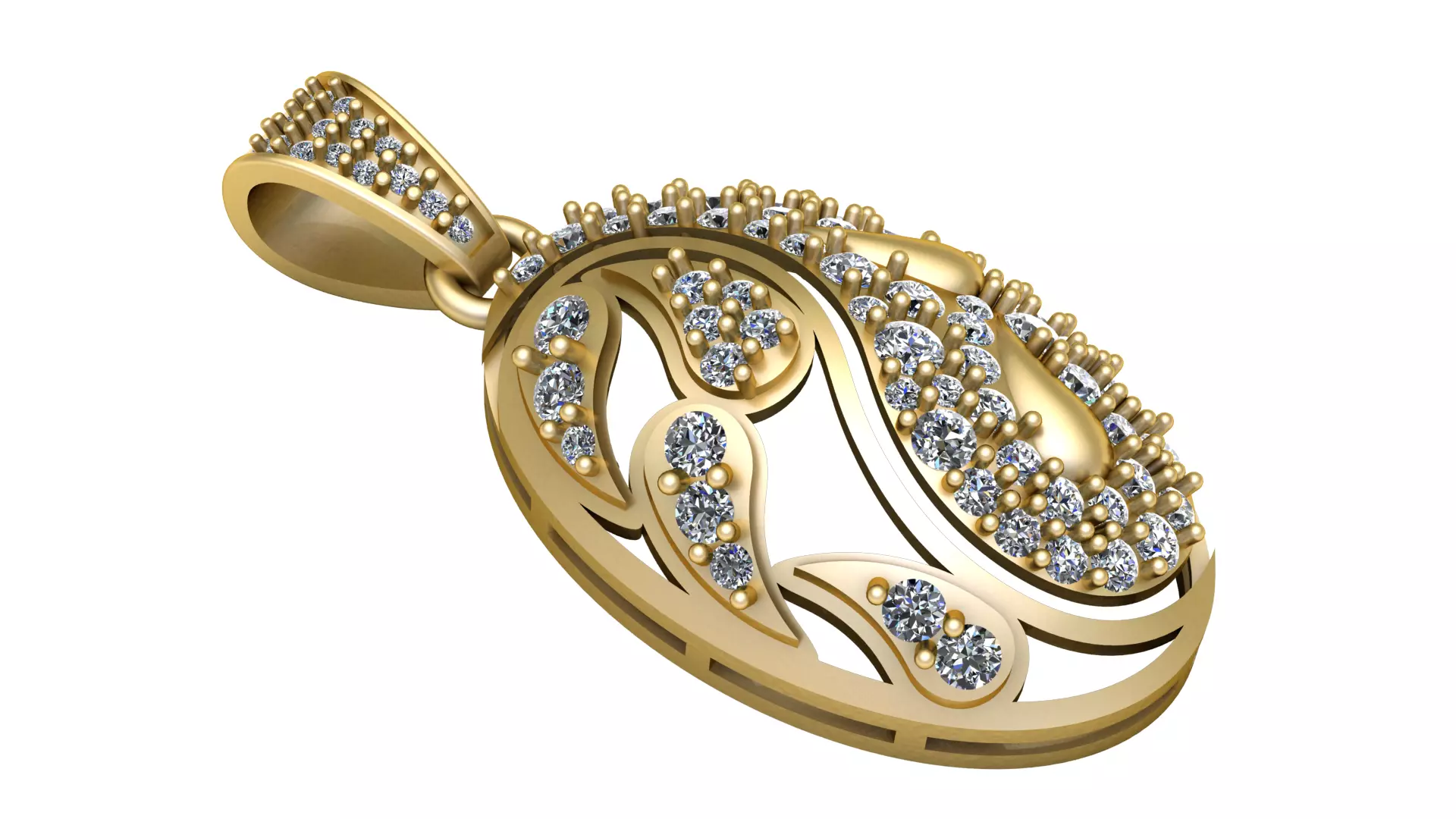 Diamond Swirl Gold Pendant 3D print model