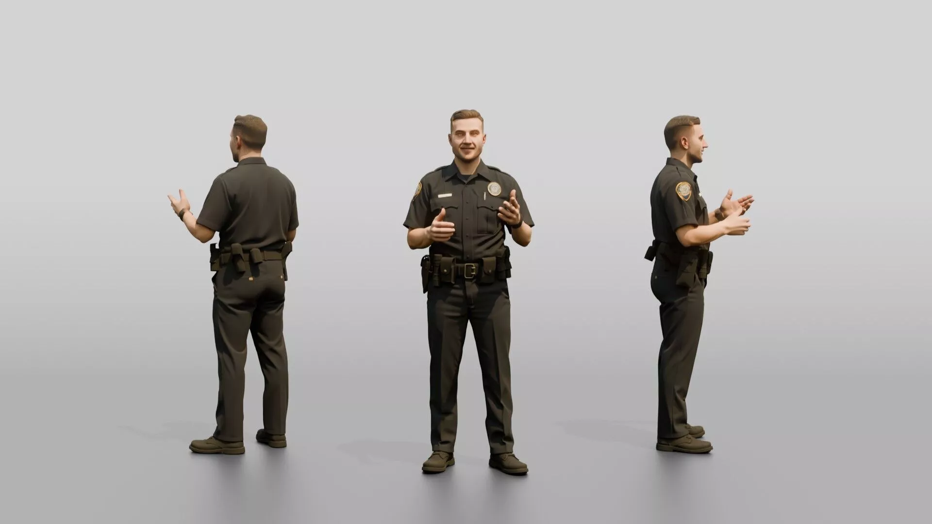 Male Police Officer in Conversation 3D model