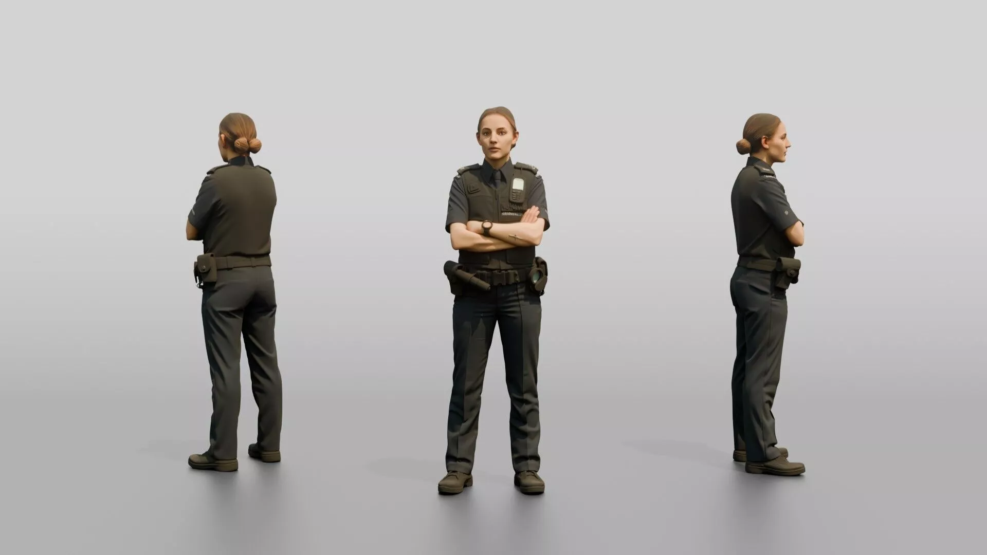 Female Police Officer Listening Attentively 3D model