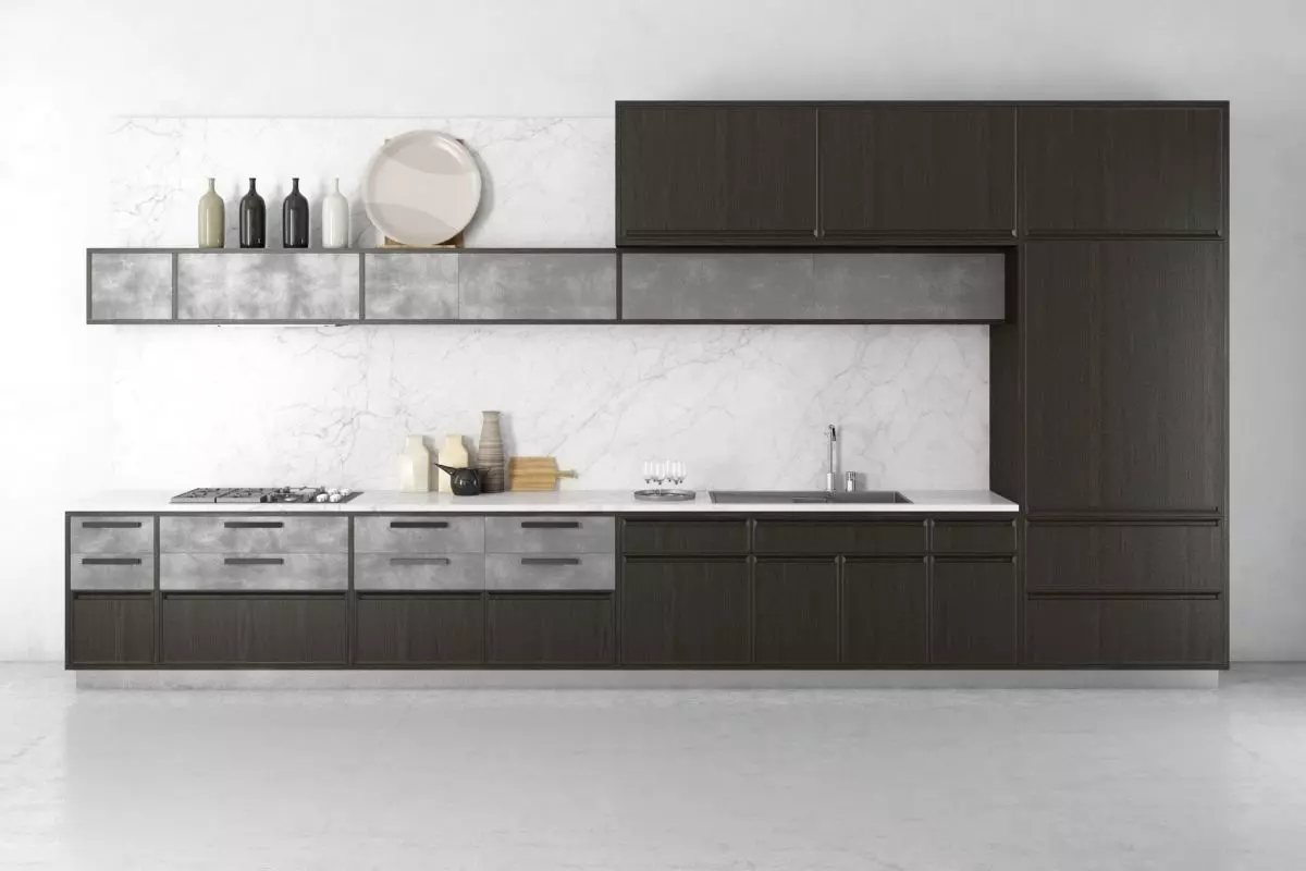 Kitchen modern with cabinets and marble counter tops Free 3D model