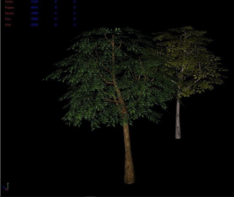 Lowpoly Trees two Low-poly 3D model_1