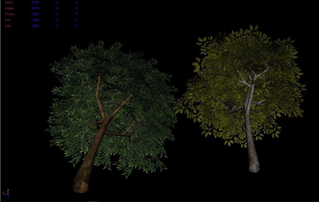 Lowpoly Trees two Low-poly 3D model_2