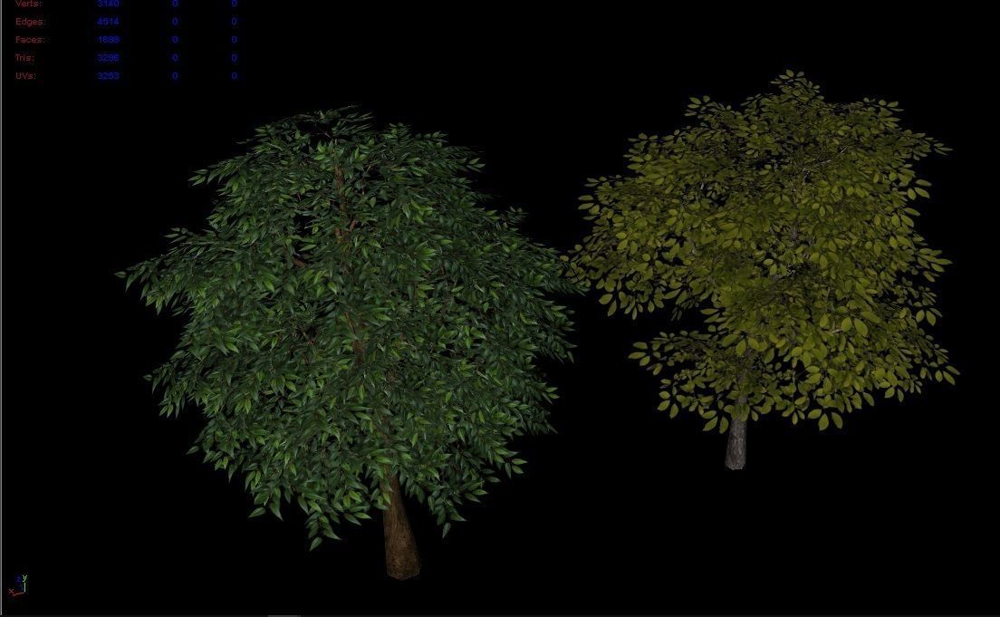 Lowpoly Trees two Low-poly 3D model_3