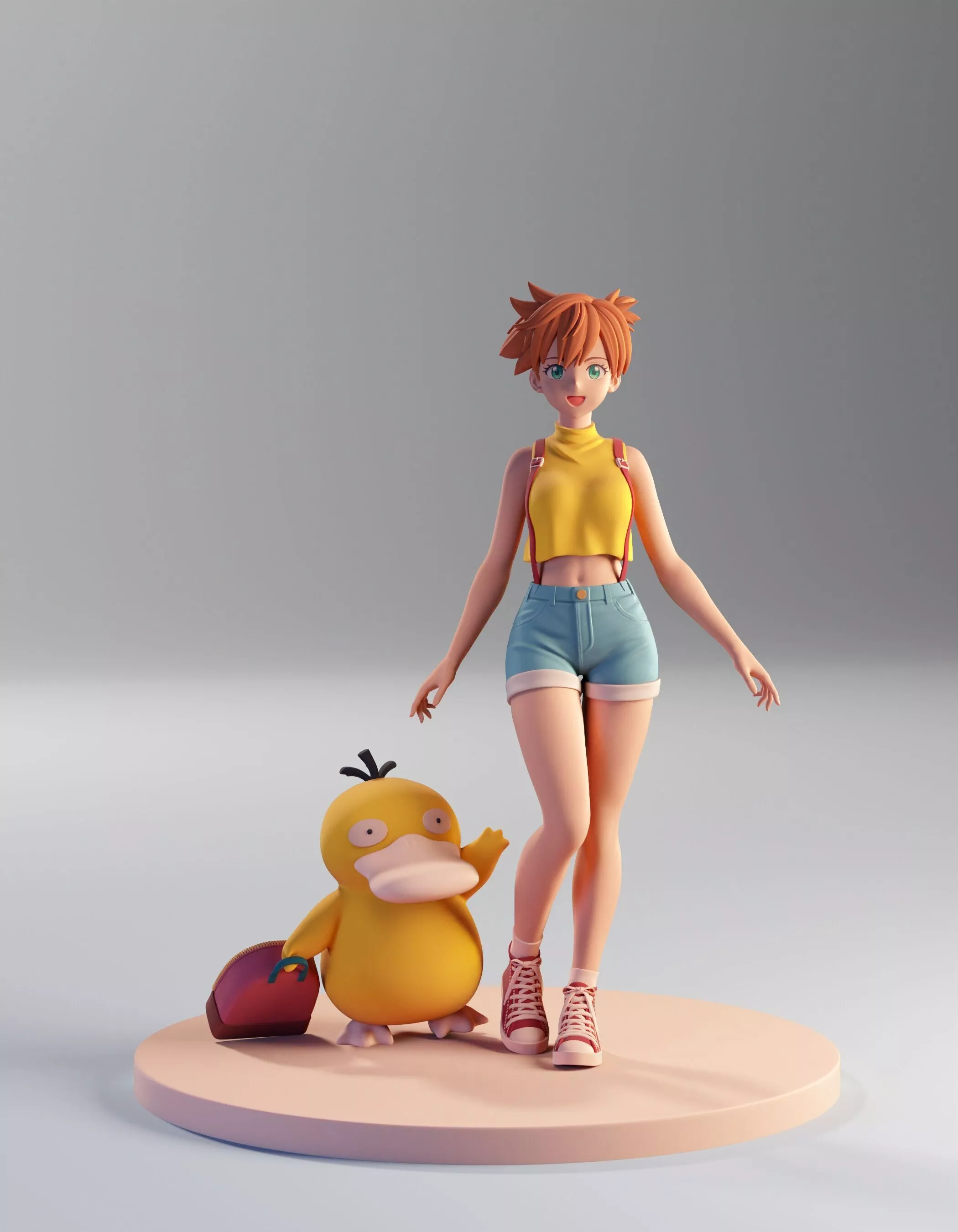 Misty and Psyduck Pokemon 3D 3D print model