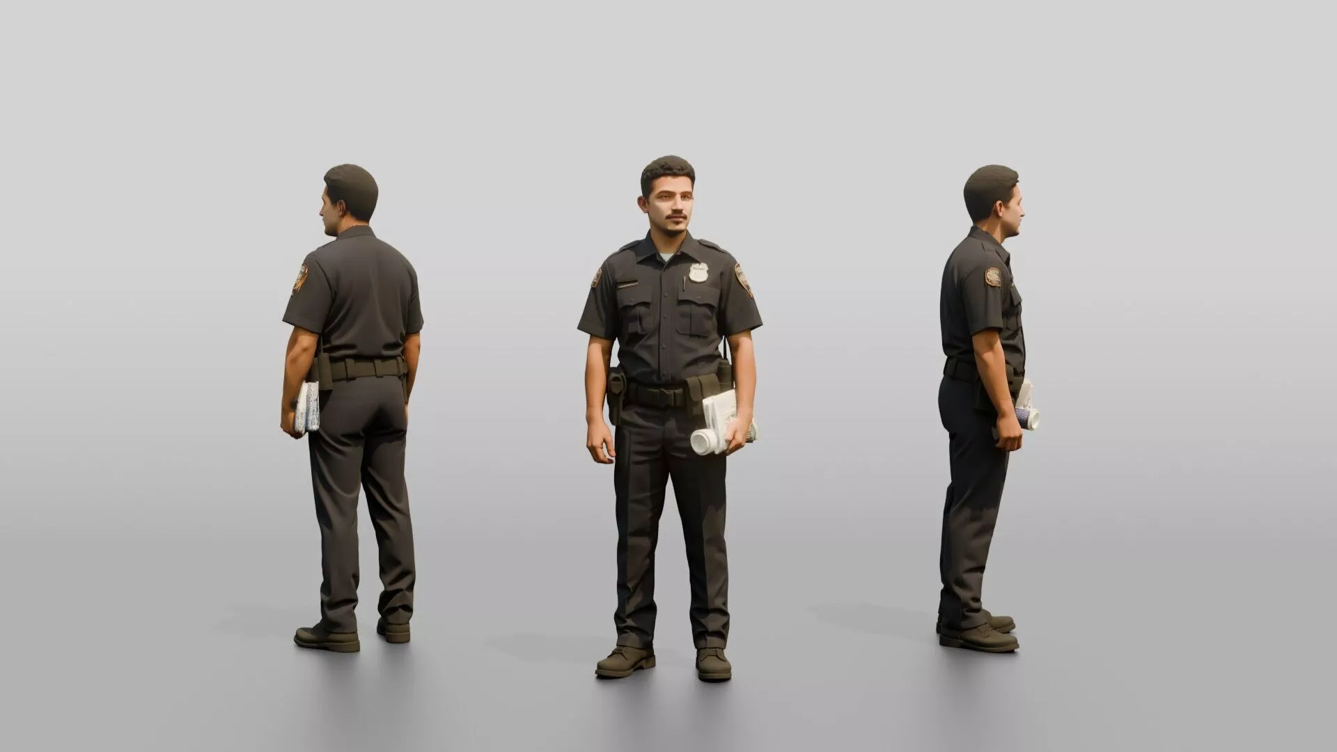 Police Officer Holding a Rolled Document 3D model