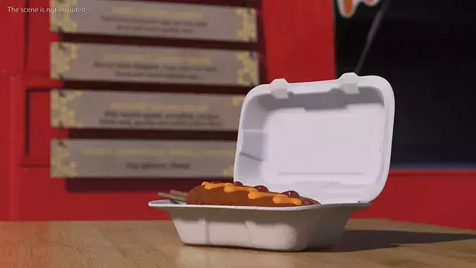 Corn Dog in Food Container 3D model 4