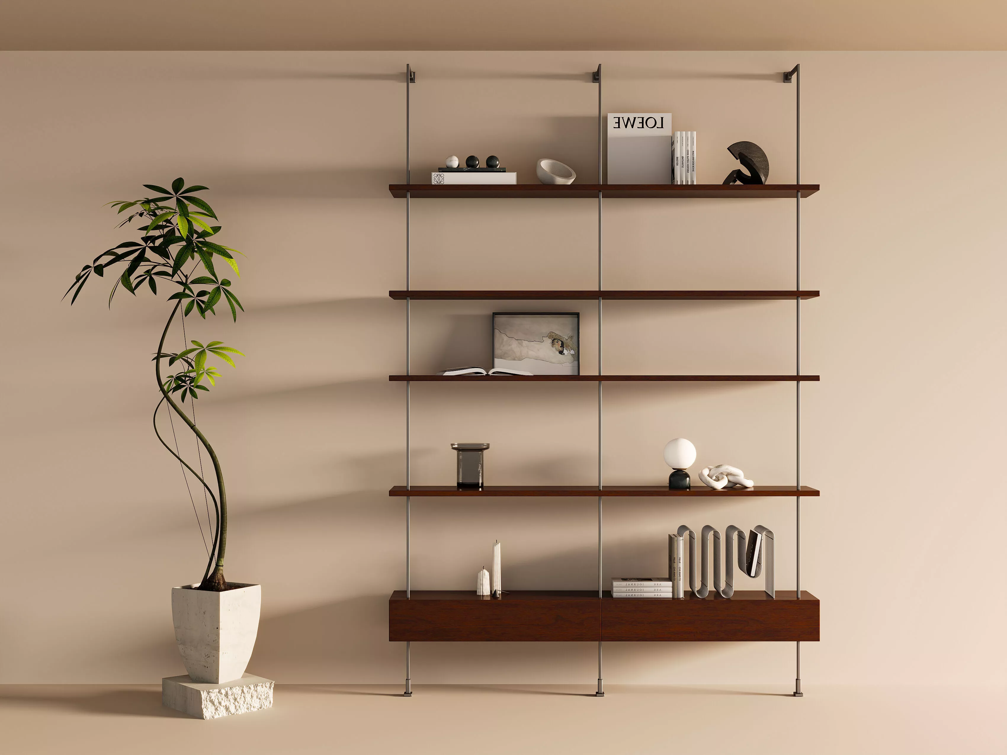 Living room shelf bookshelf display shelf 3D model
