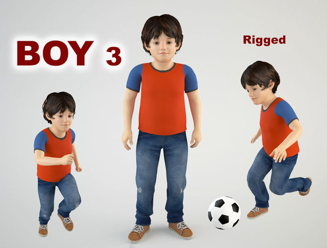 Boy 3 in jeans and shirt 3D model