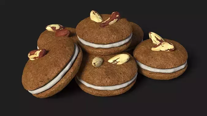 Sandwich Cookie with Brazil Nuts 3D model
