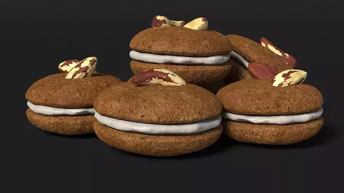 Sandwich Cookie with Brazil Nuts 3D model 6