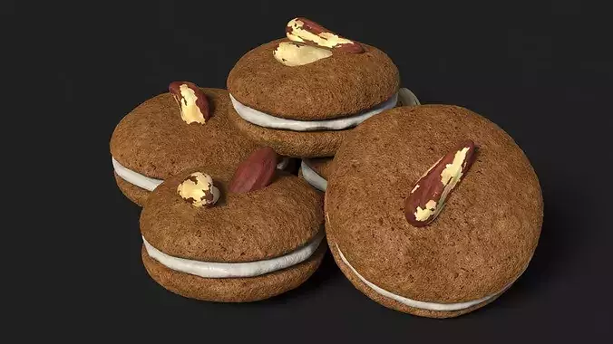 Sandwich Cookie with Brazil Nuts 3D model 5