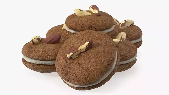 Sandwich Cookie with Brazil Nuts 3D model 7