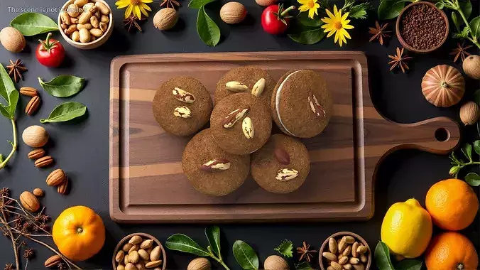 Sandwich Cookie with Brazil Nuts 3D model 4