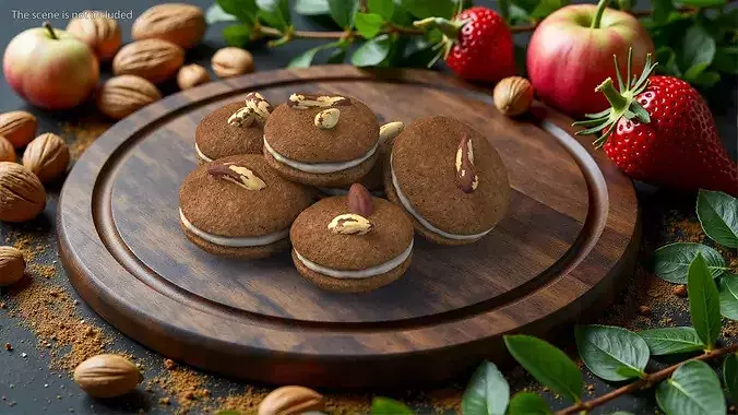 Sandwich Cookie with Brazil Nuts 3D model 3