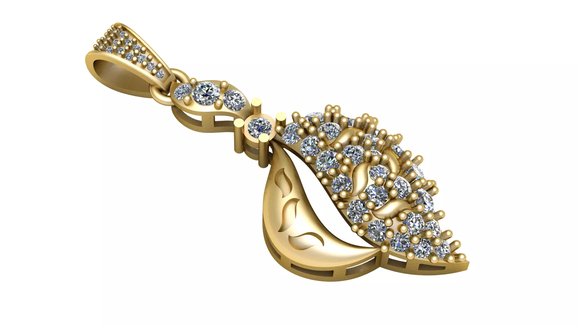 Diamond Crescent Gold Pendant 3D print model