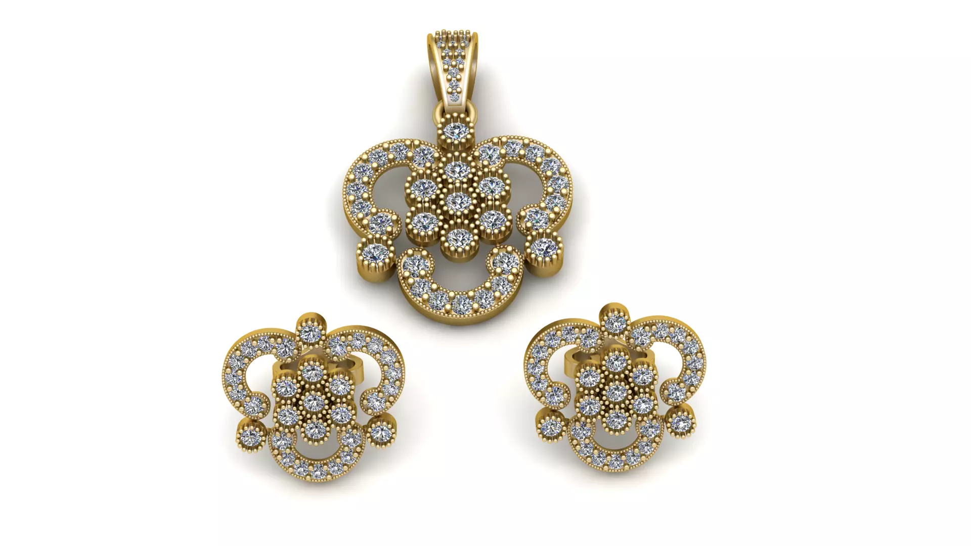 Diamond Floral Jewelry Set 3D print model