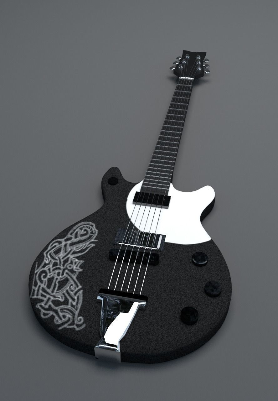 Electric Guitar with ornament  for visualisation projects 3D model_2