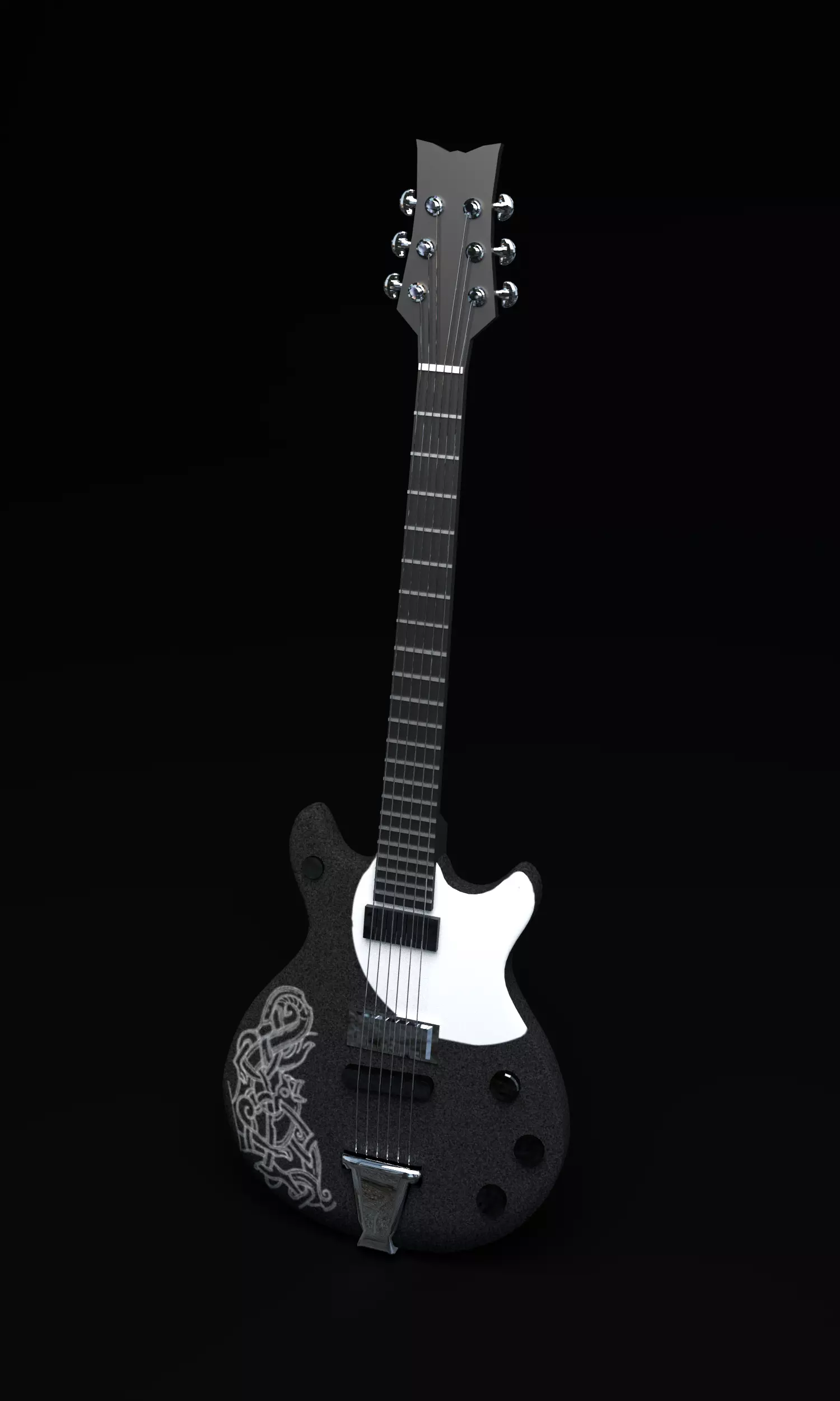 Electric Guitar with ornament  for visualisation projects 3D model_0