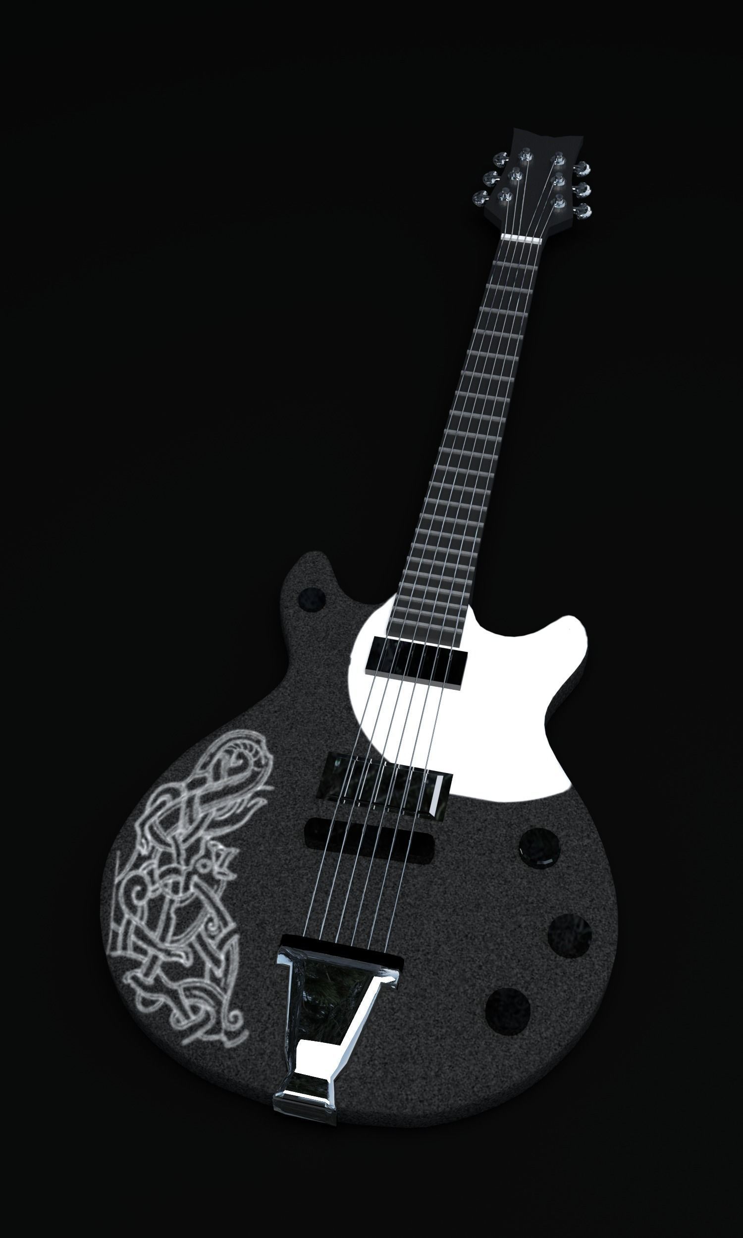 Electric Guitar with ornament  for visualisation projects 3D model_1