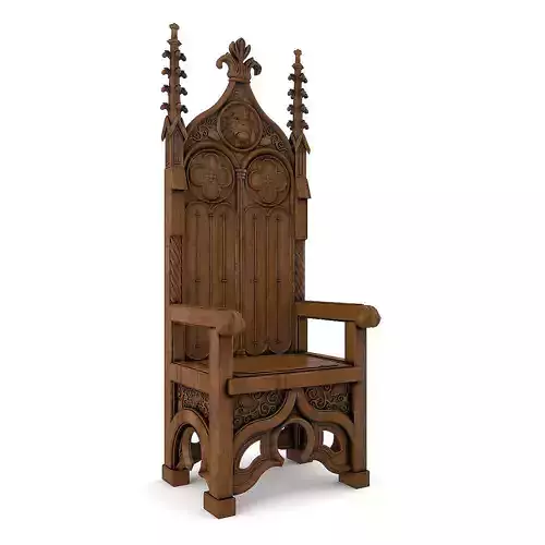 Throne wooden gothic 3D model