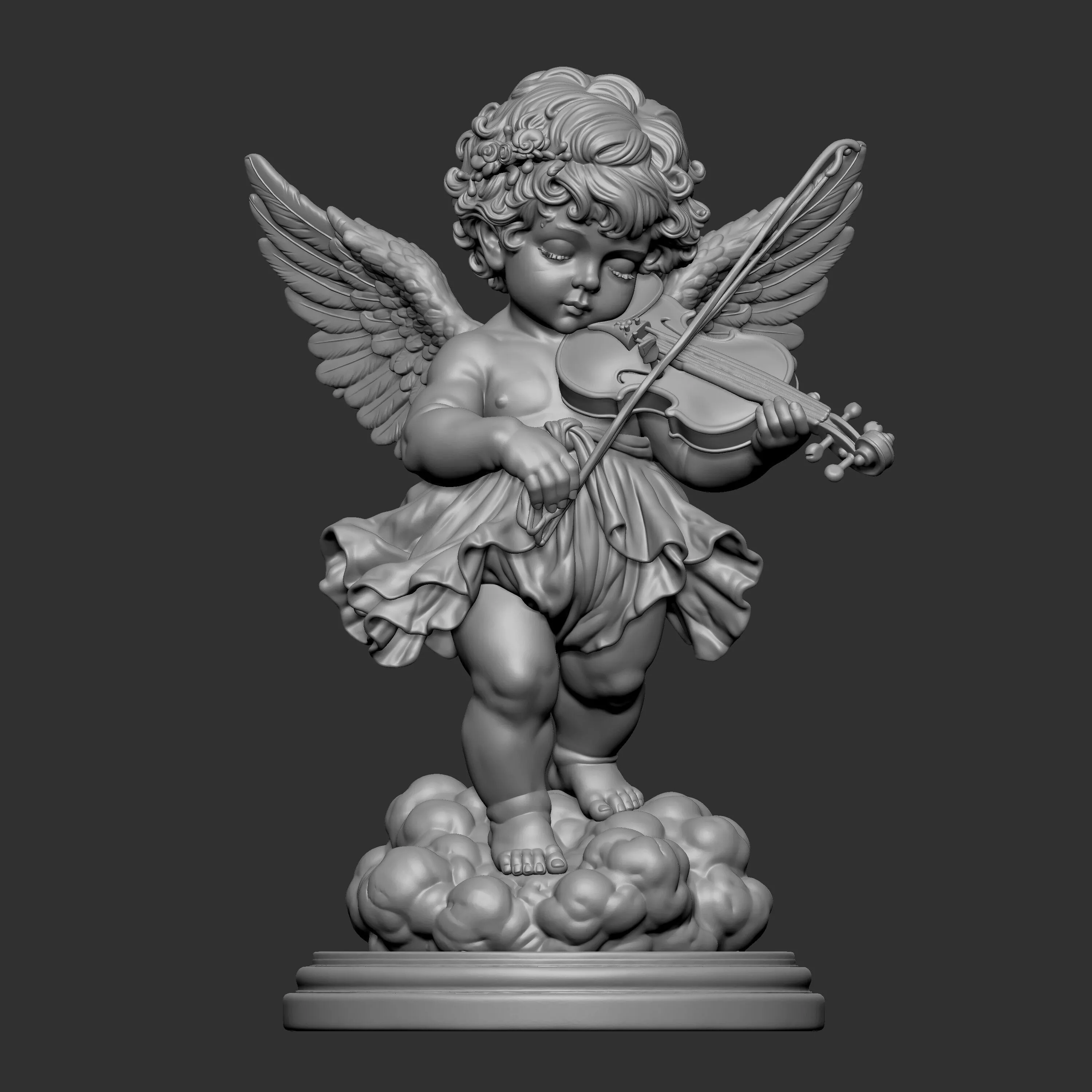 cherub angel playing the violin 3D print model
