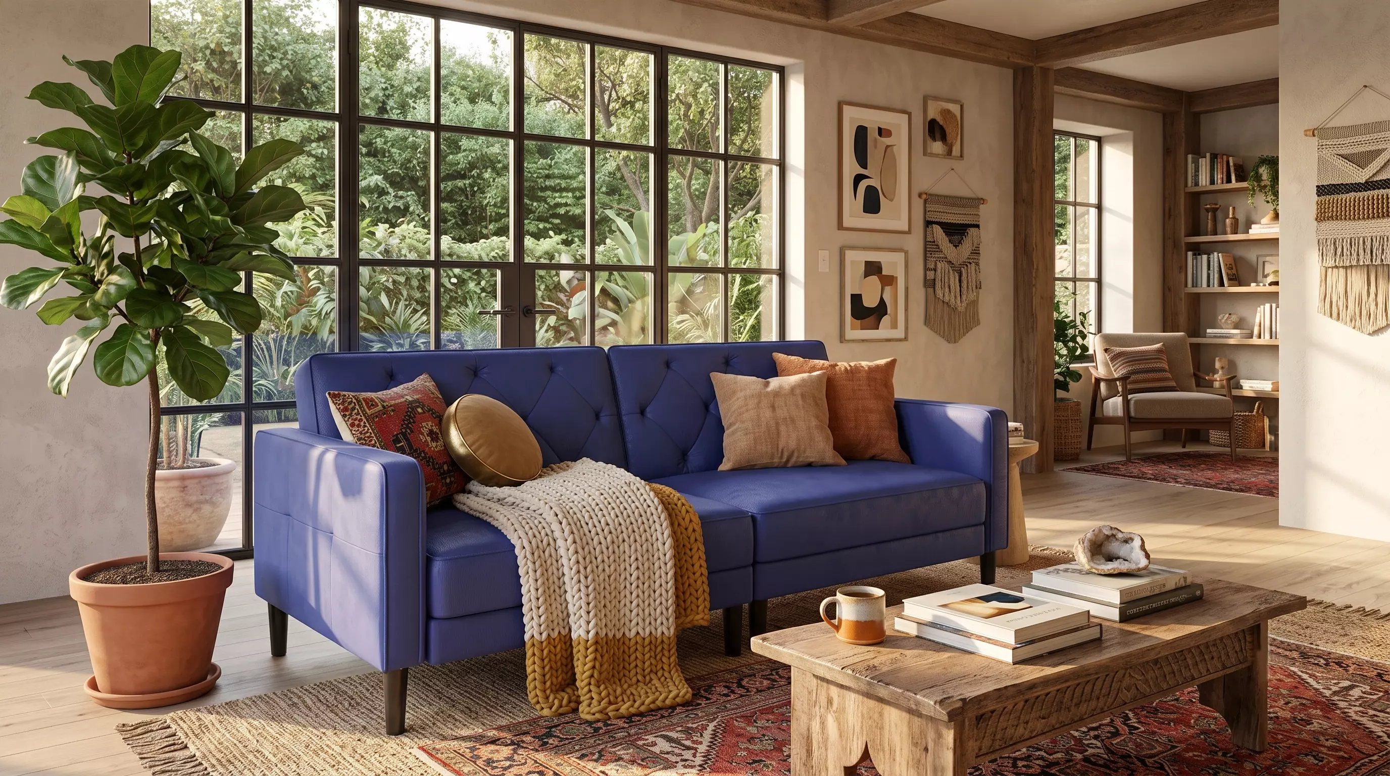 Modern Tufted Fabric Loveseat Sofa 3D model