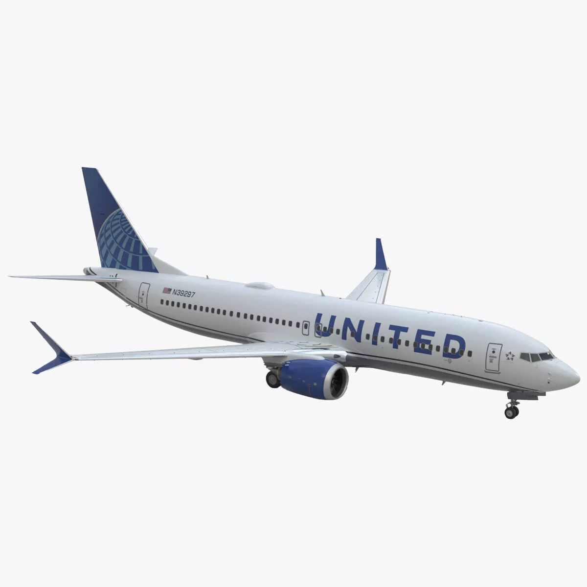 United Airlines Boeing 737 Max 8 Rigged for Maya 3D model