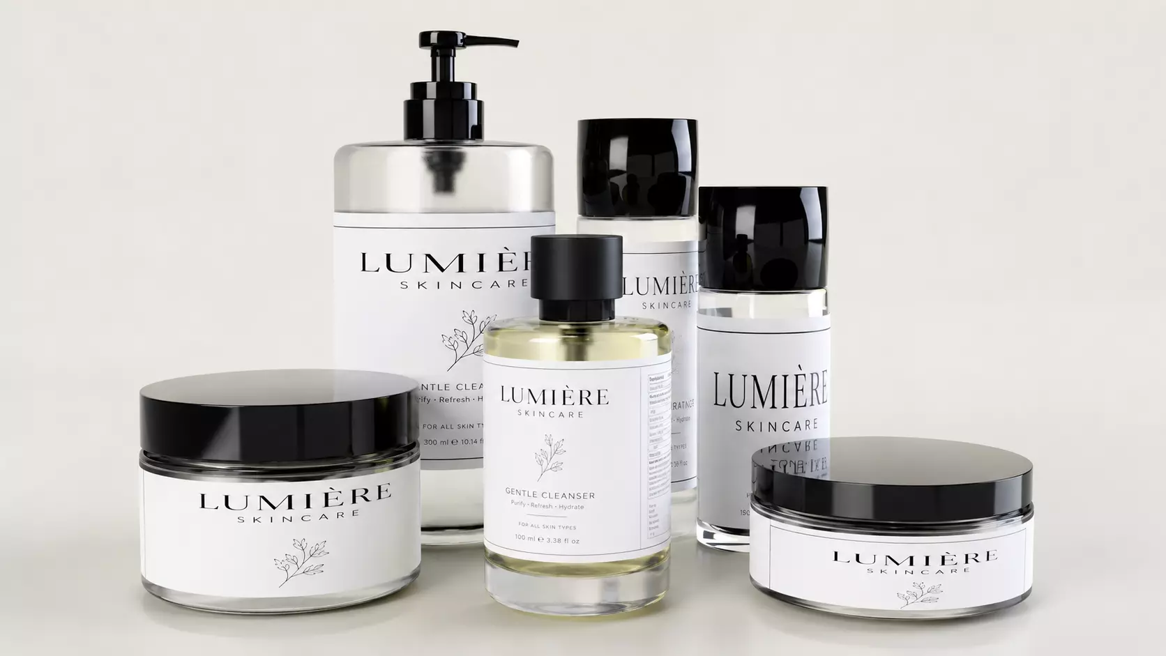 Luxury Minimalist Cosmetic Packaging Bundle 3D model