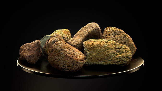 Cool Smooth Stone Pack vol01 Low-poly 3D model