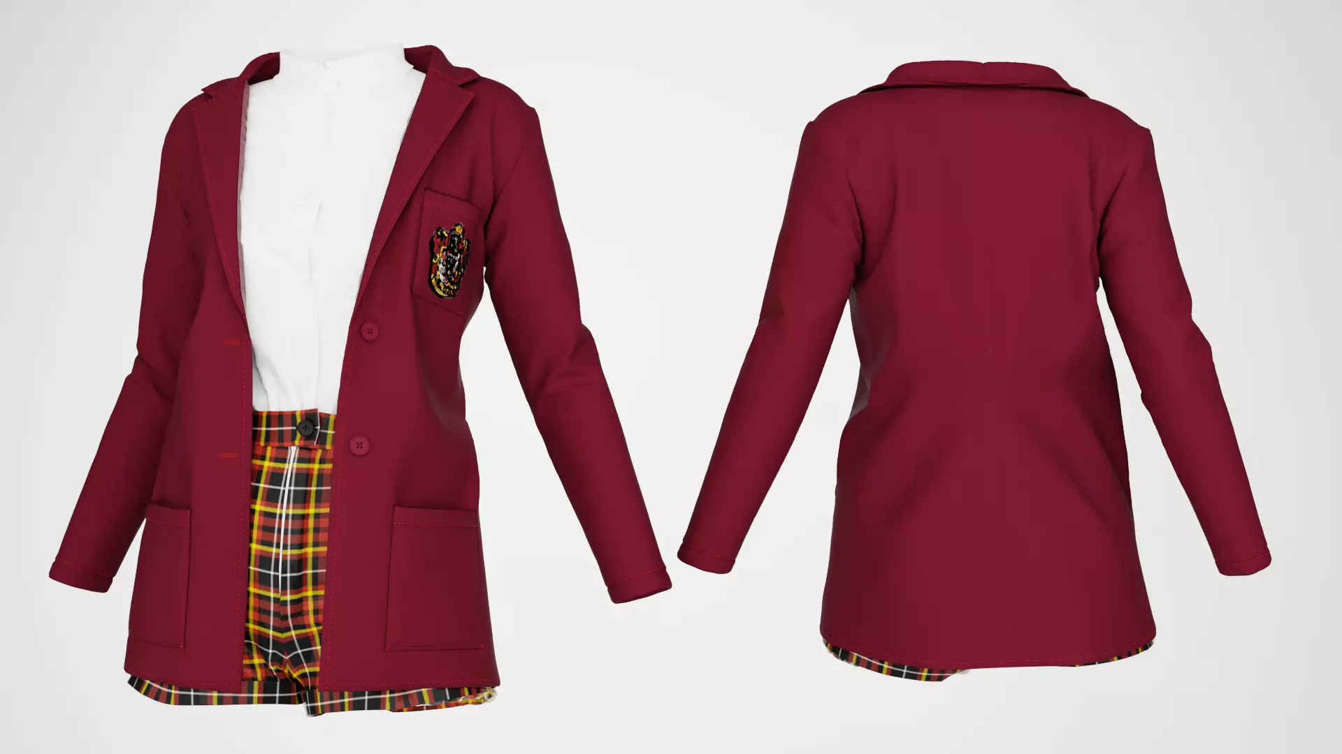 Harry Potter Inspired Jacket Shorts and Shirt 3D model
