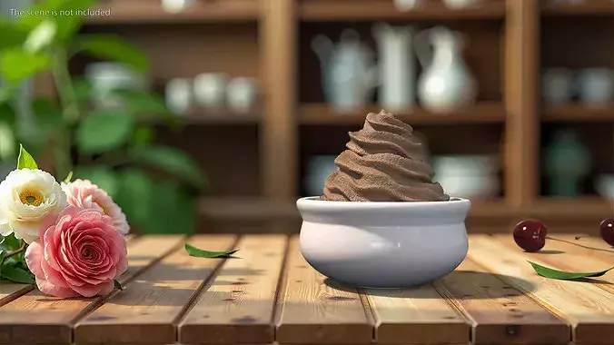 Whipped Cream in Bowl 3D model 3