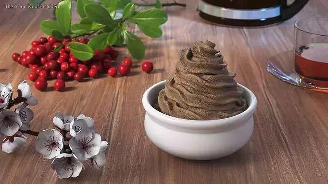 Whipped Cream in Bowl 3D model 2