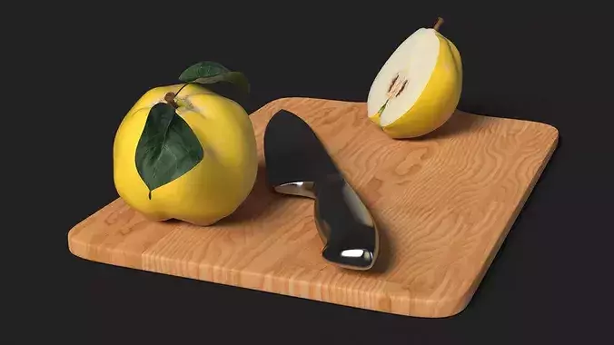 Chopping Board with Quince 3D model 5