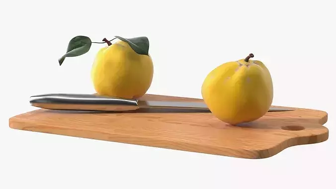 Chopping Board with Quince 3D model 7