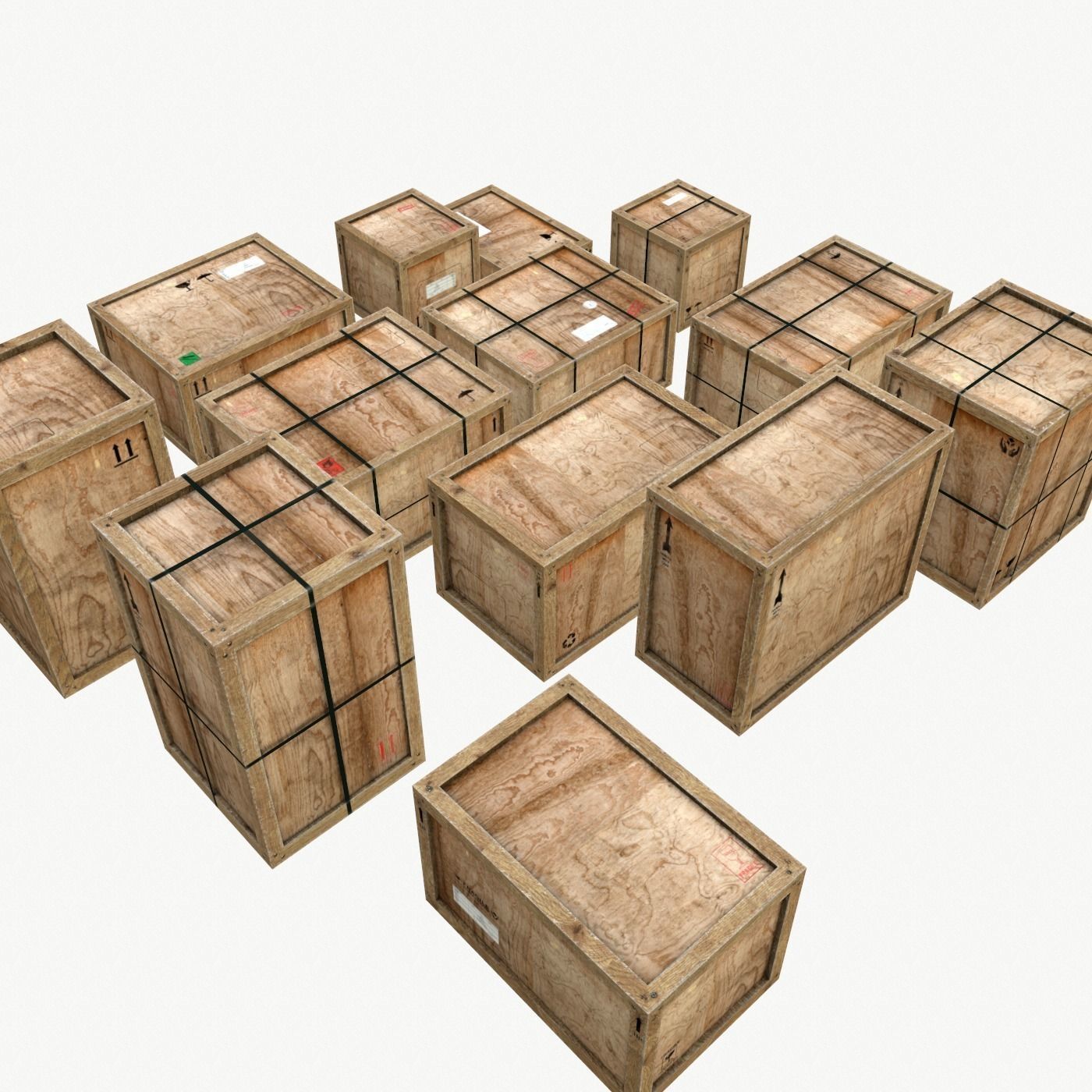 Old Wooden Cargo Crates PBR Low-poly 3D model_8