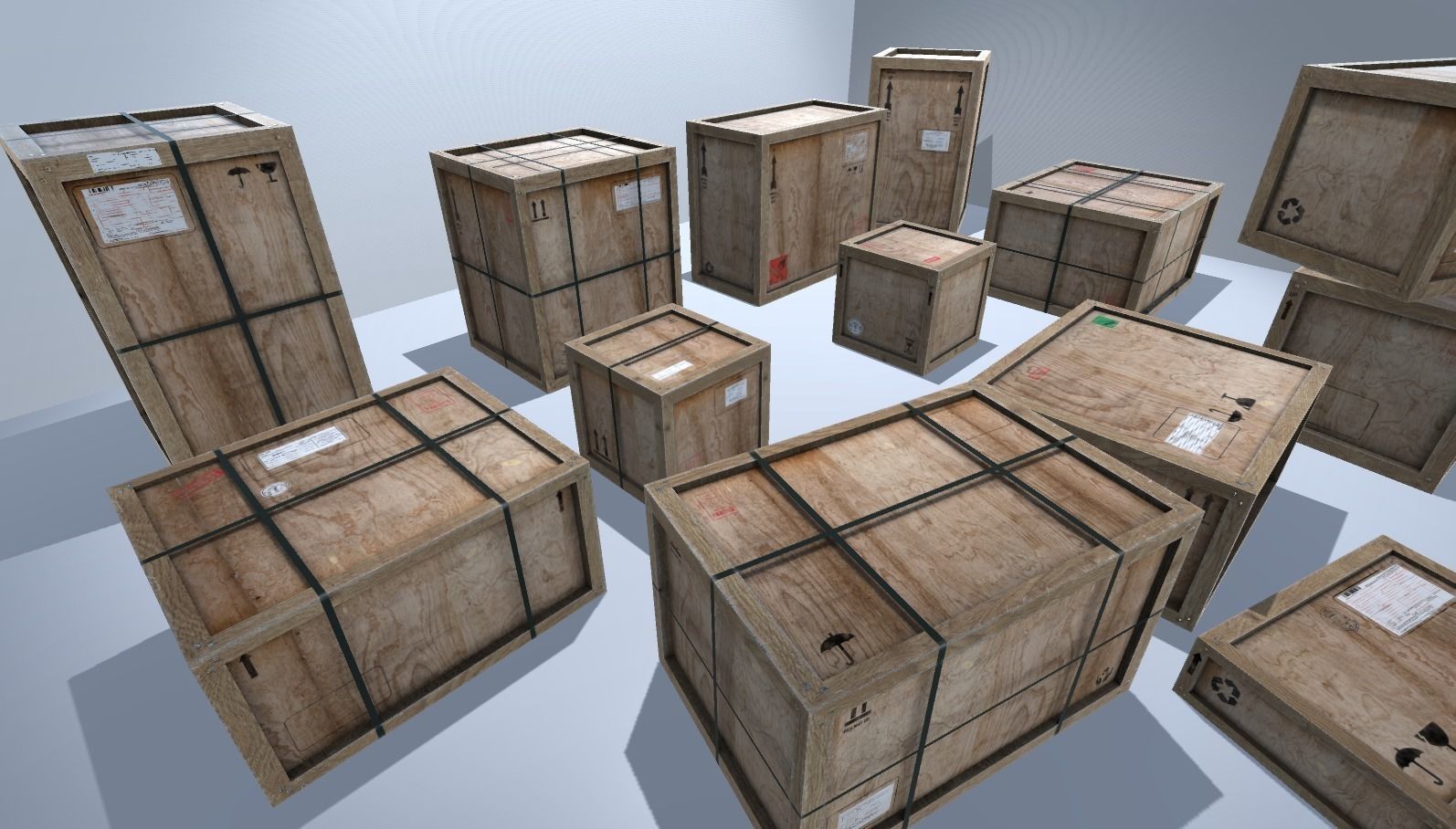Old Wooden Cargo Crates PBR Low-poly 3D model_1
