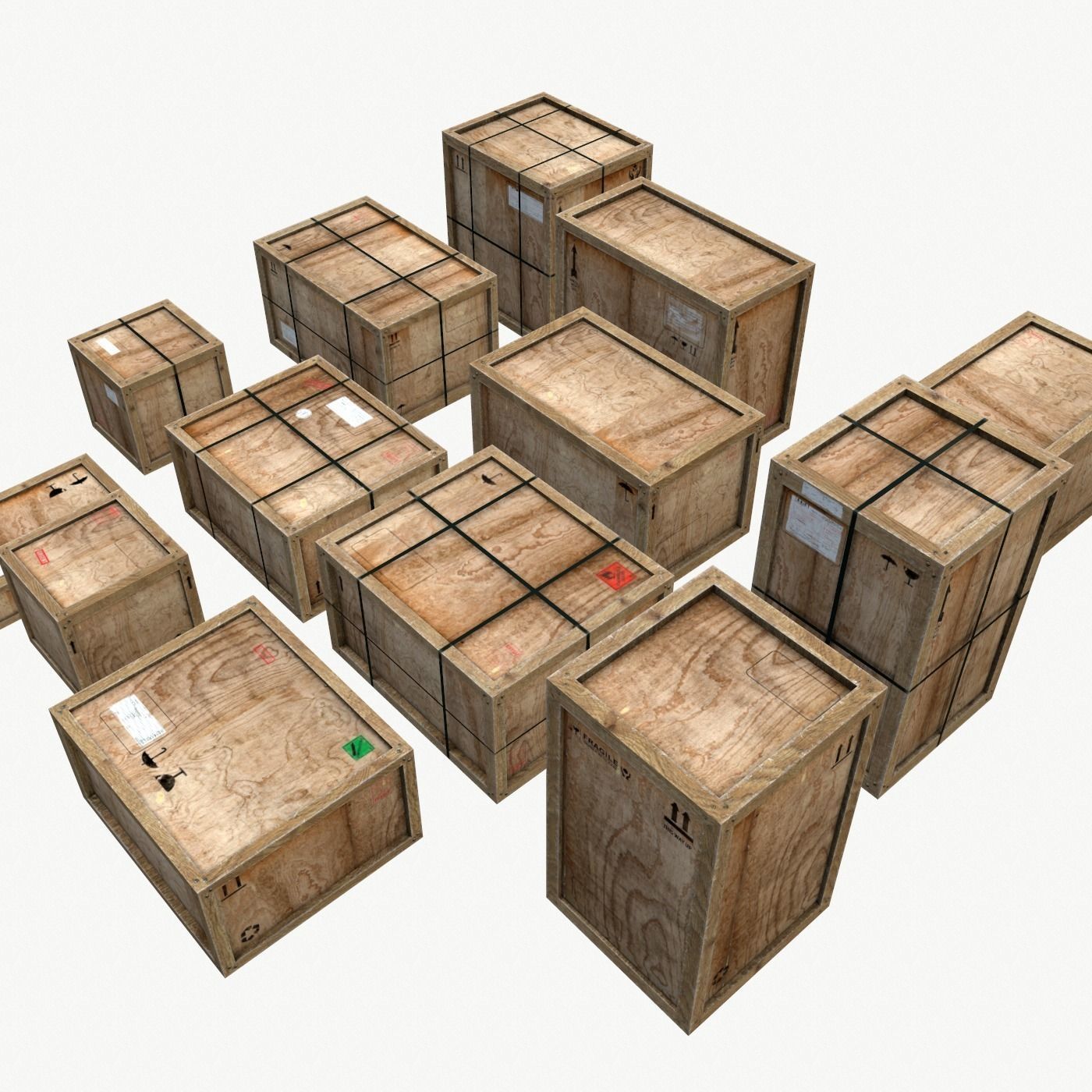 Old Wooden Cargo Crates PBR Low-poly 3D model_9