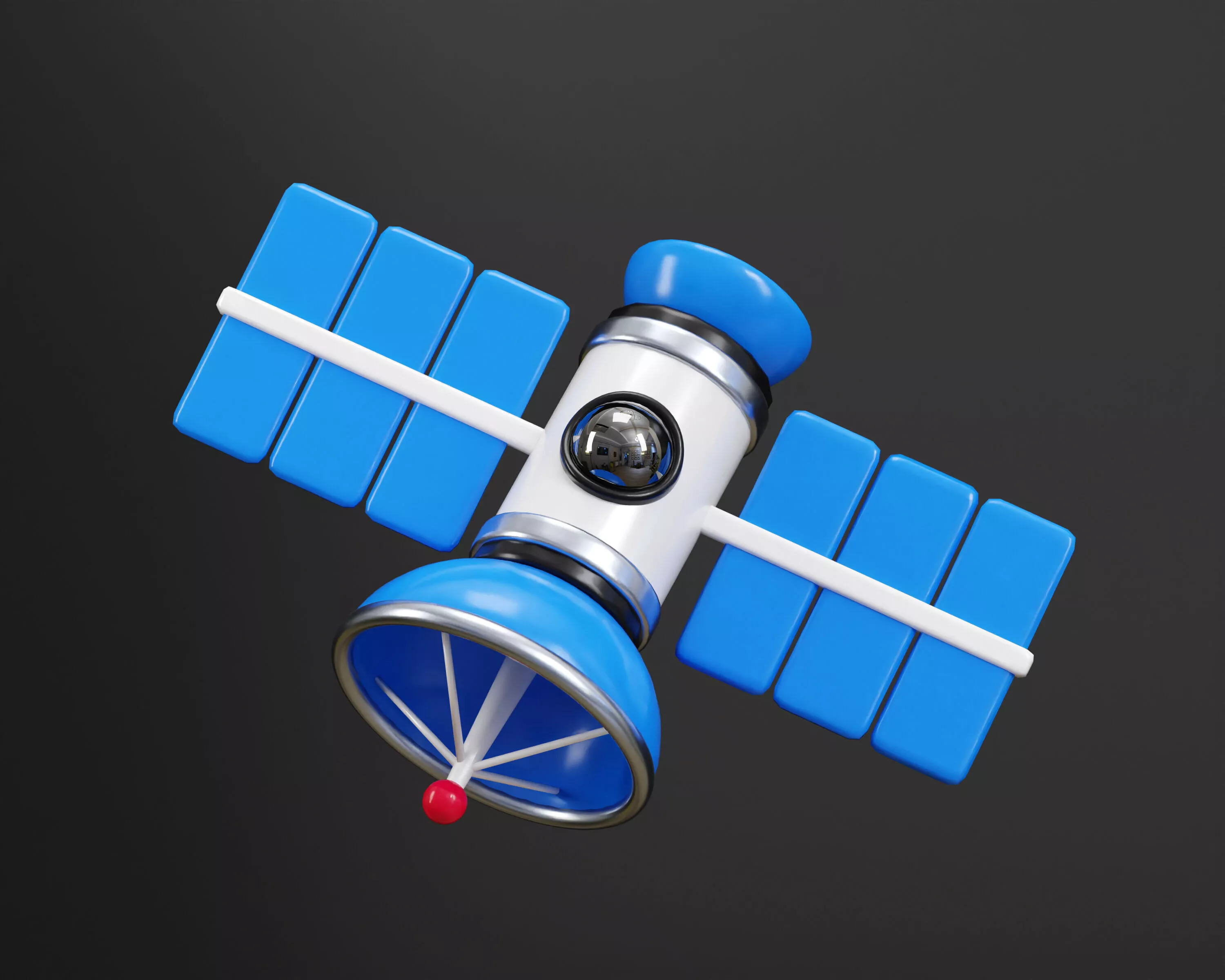 Cartoon Satellite Low-poly 3D model