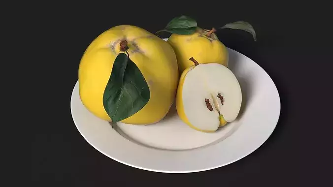 Quince on Plate 3D model 4