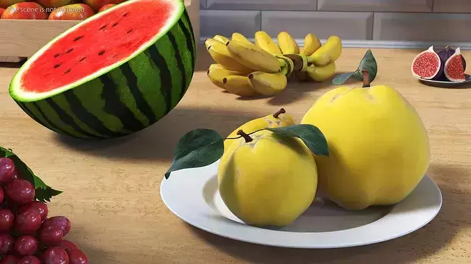 Quince on Plate 3D model 3