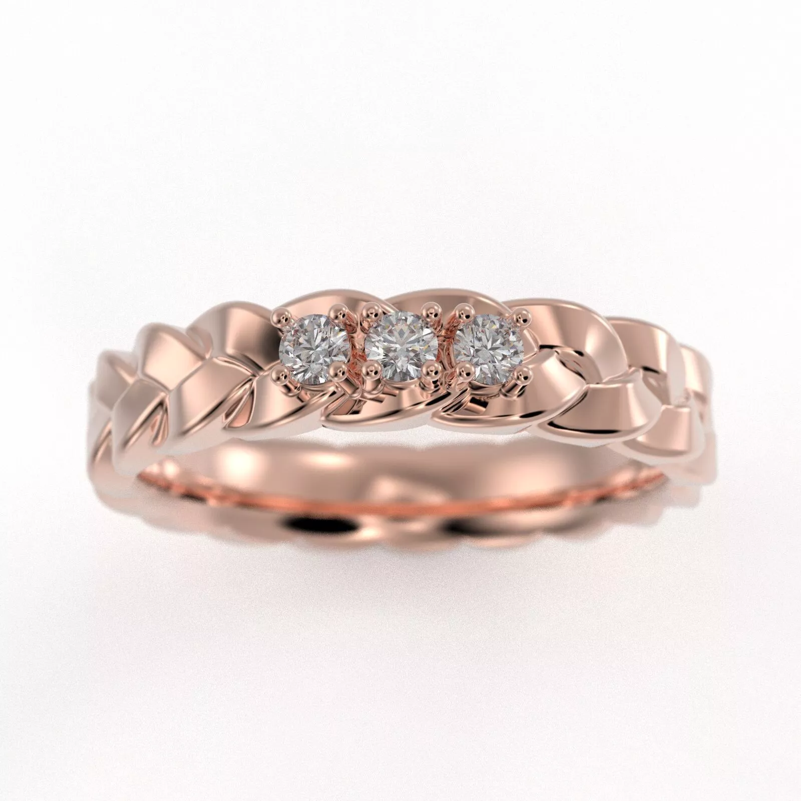 Briaded ring 3 stones 3D print model
