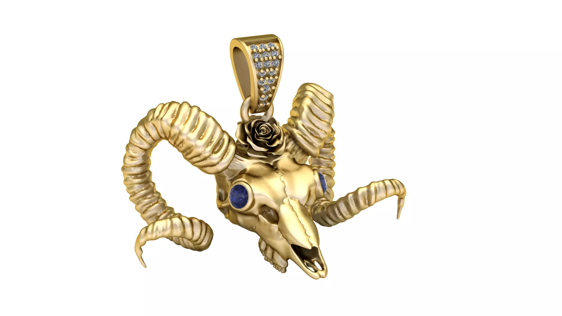 Gothic Ram Skull Pendant 3D print model