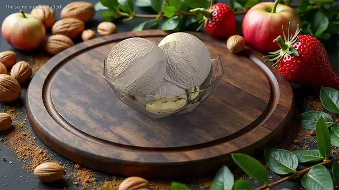 Ice Cream with Brazil Nuts 3D model 3