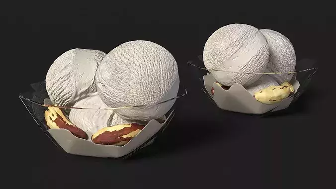 Ice Cream with Brazil Nuts 3D model 5