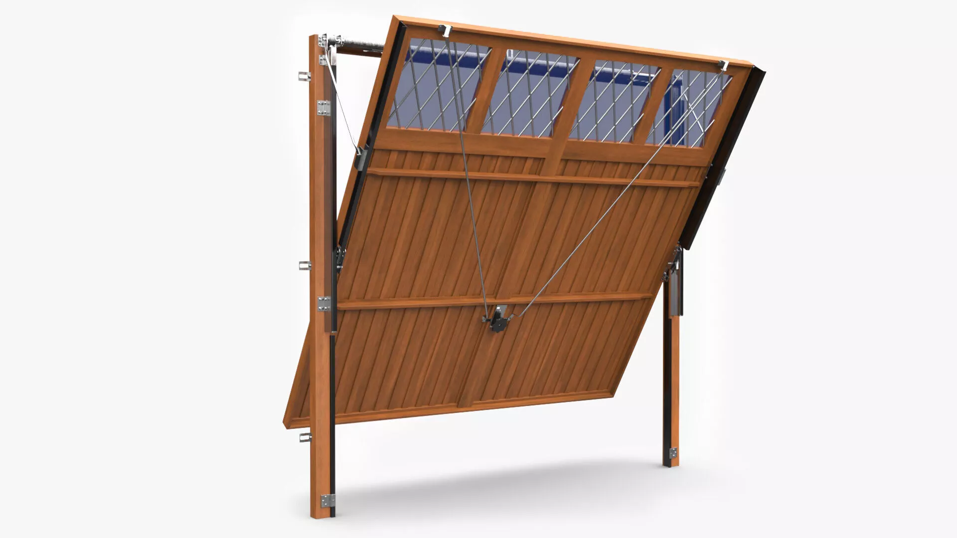 Double Garage Door with Windows Rigged for Maya 3D model