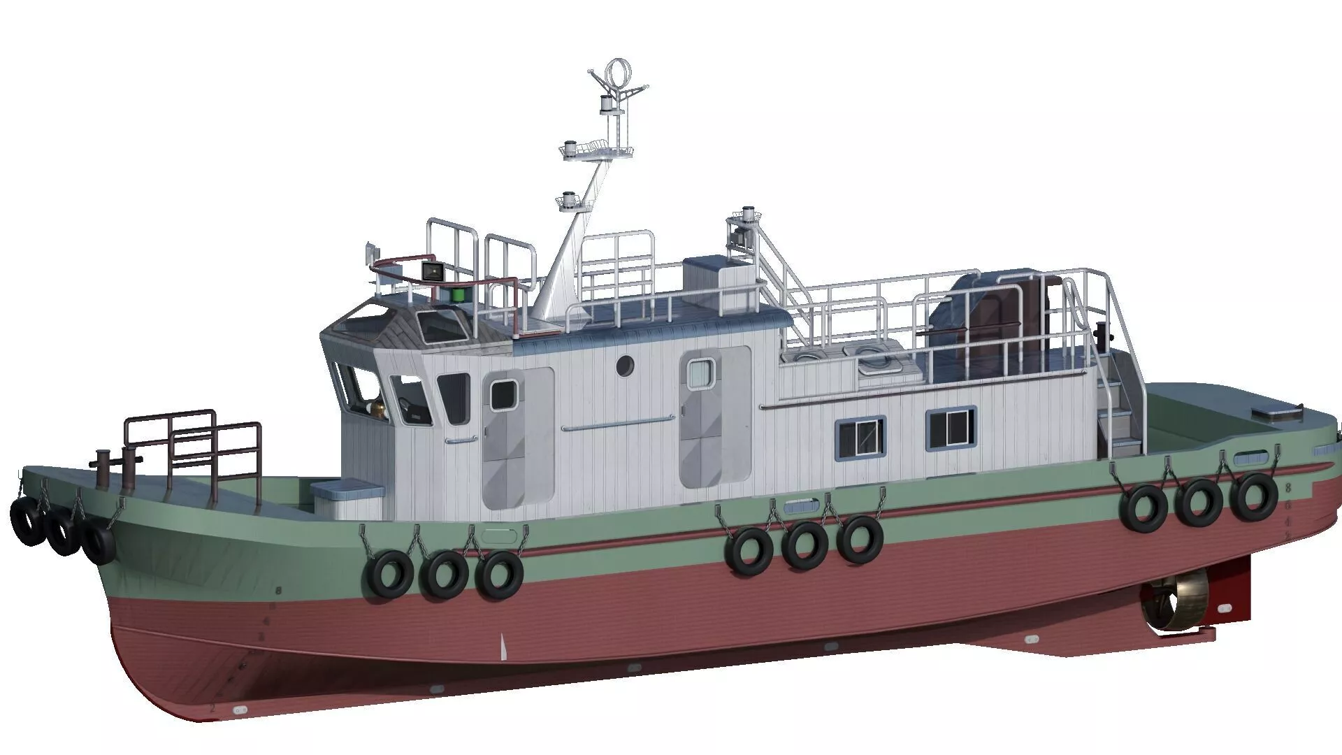 DETAILED TUG BOAT WITH INTERIOR 3D model